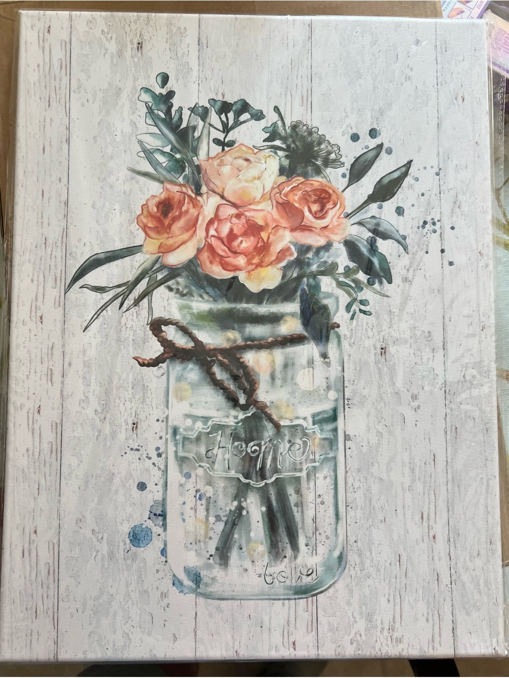 Set of three Floral Mason Jar Wall Art